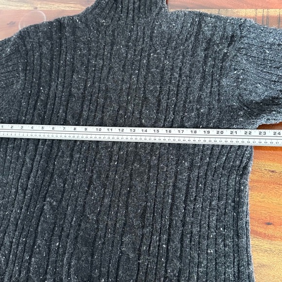 J.Crew VTG Turtleneck Sweater Mens XXL Lambswool Cable Knit Fisherman Dark Grey - Picture 6 of 7
